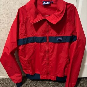 CB Red Windbreaker Jacket with Navy Stripe
